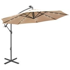 Saulessargs, LED, 300 cm, brūns цена и информация | Зонты, маркизы, стойки | 220.lv