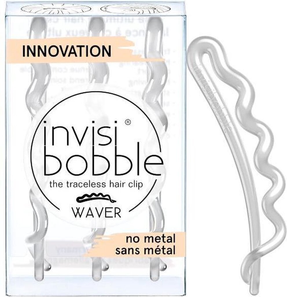 Matu sprādzes Invisibobble Waver Plus Crystal Clear, 3 gab. cena un informācija | Matu aksesuāri | 220.lv