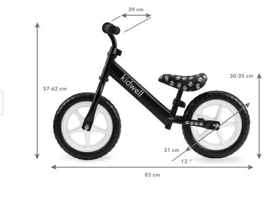 Balansa velosipēds Kidwell Balance Black cena un informācija | Balansa velosipēdi | 220.lv