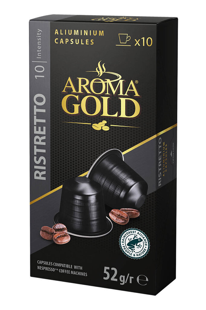 AROMA GOLD Ristretto, 10 gab. 52g, piemērots Nespresso® ierīcēm цена и информация | Kafija, kakao | 220.lv