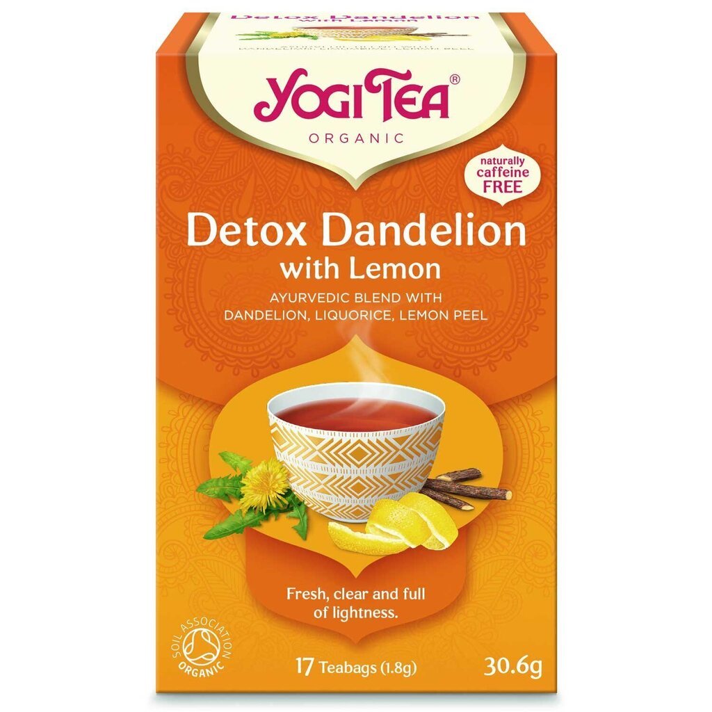 Yogi Tea pieneņu tēja ar citronu Detox With Lemon, 17 paciņas cena un informācija | Tēja | 220.lv