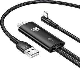 Vads/pāreja Lightning/HDMI + barošana USAMS, melns (Input: Lightning / Output: HDMI + barošanas avots) cena un informācija | Usams Datortehnika | 220.lv