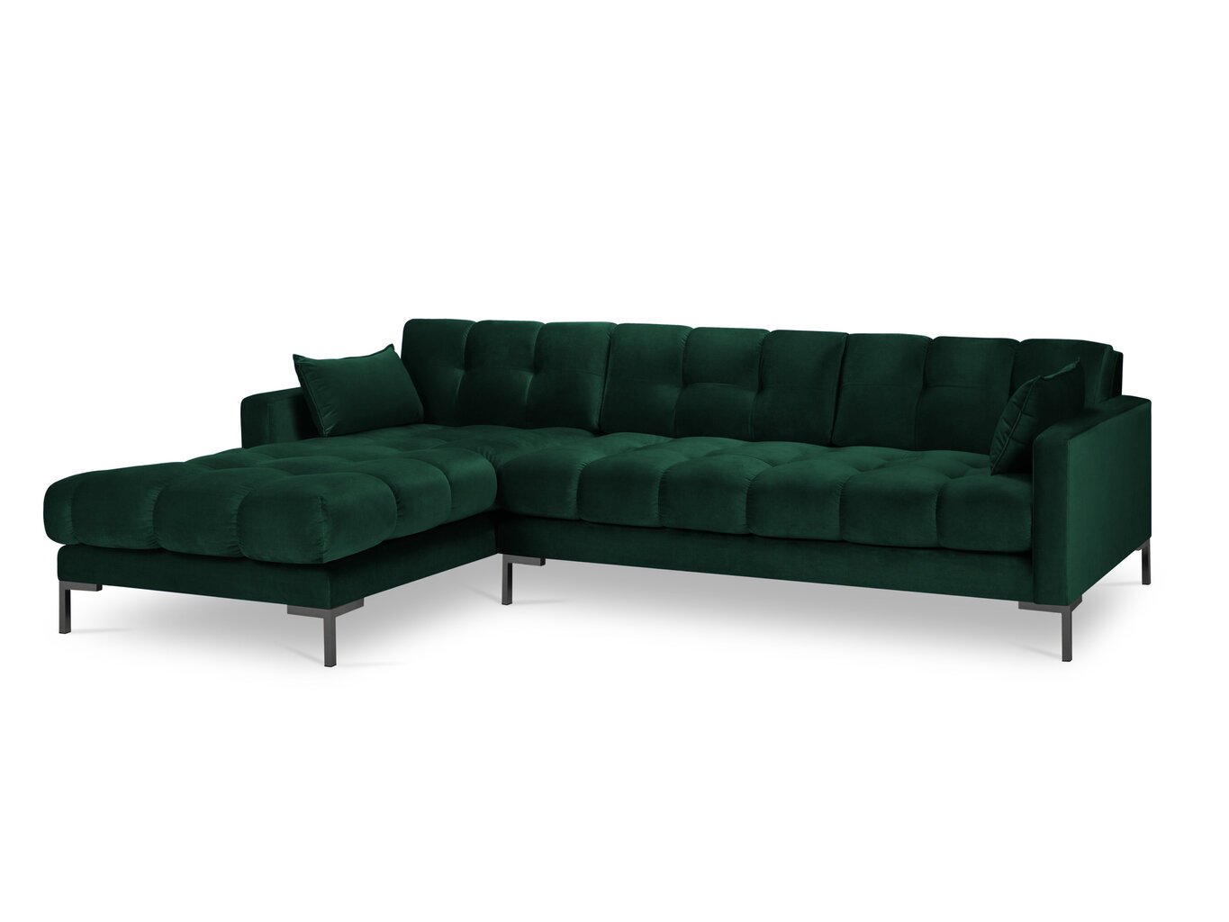 Stūra dīvāns Micadoni Home Mamaia 5S-V, tumši zaļš/melns cena un informācija | Stūra dīvāni | 220.lv
