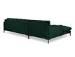 Stūra dīvāns Micadoni Home Mamaia 5S-V, tumši zaļš/melns cena un informācija | Stūra dīvāni | 220.lv