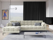 Stūra dīvāns Micadoni Home Mamaia 5S-V, gaišas smilškrāsas/melns cena un informācija | Stūra dīvāni | 220.lv