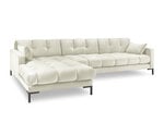 Stūra dīvāns Micadoni Home Mamaia 5S-V, gaišas smilškrāsas/melns