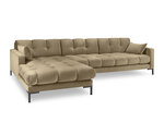 Stūra dīvāns Micadoni Home Mamaia 5S-V, smilškrāsas/melns