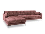 Stūra dīvāns Micadoni Home Mamaia 5S-V, rozā/melns