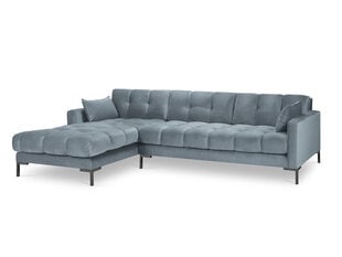 Stūra dīvāns Micadoni Home Mamaia 5S-V, gaiši zils/melns cena un informācija | Stūra dīvāni | 220.lv