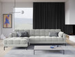 Stūra dīvāns Micadoni Home Mamaia 5S-V, gaiši pelēks/melns cena un informācija | Stūra dīvāni | 220.lv