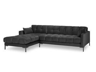 Stūra dīvāns Micadoni Home Mamaia 5S-V, tumši pelēks/melns cena un informācija | Stūra dīvāni | 220.lv