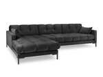 Stūra dīvāns Micadoni Home Mamaia 5S-V, tumši pelēks/melns
