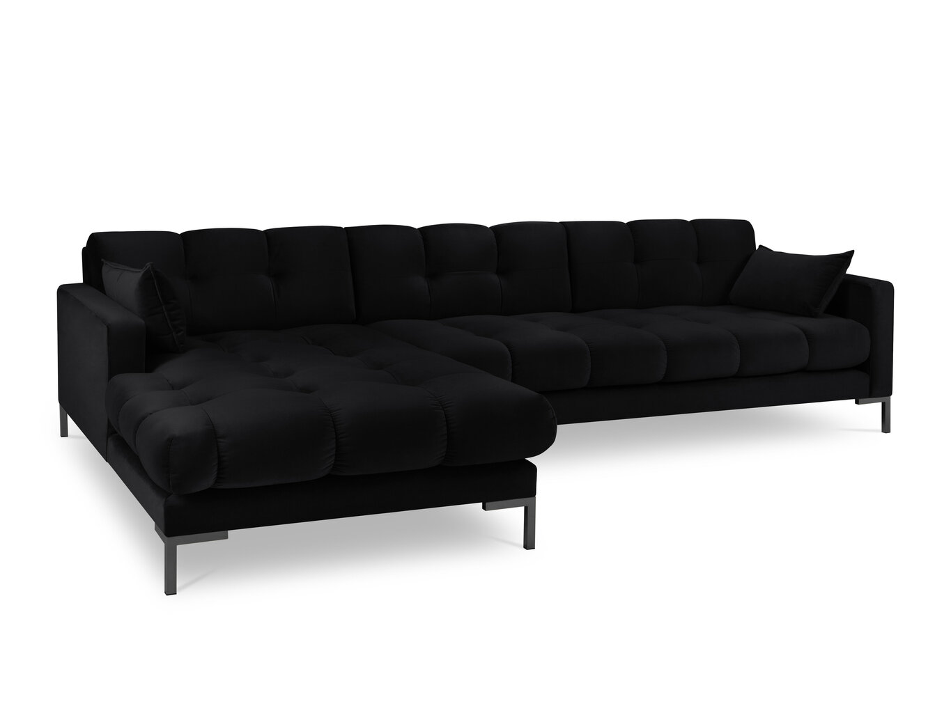 Stūra dīvāns Micadoni Home Mamaia 5S-V, melns cena un informācija | Stūra dīvāni | 220.lv