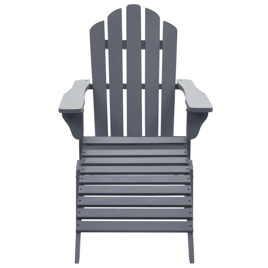 VidaXL dārza krēsls ar kājsoliņu, koks, pelēks cena un informācija | Dārza krēsli | 220.lv
