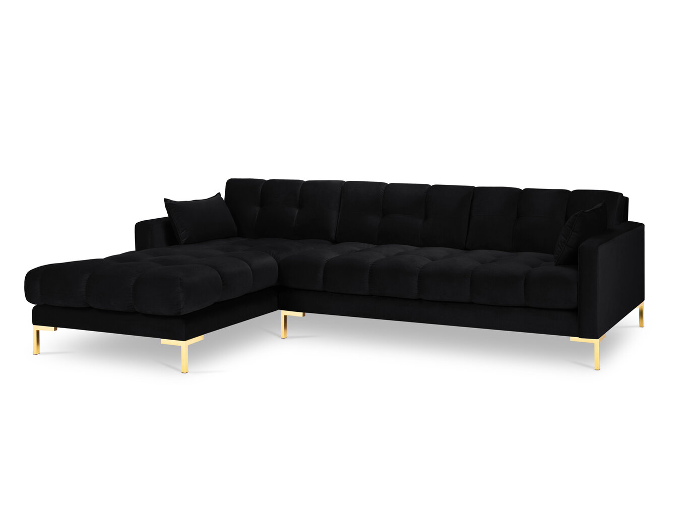 Stūra dīvāns Micadoni Home Mamaia 5S-V, melns/zeltainas krāsas цена и информация | Stūra dīvāni | 220.lv