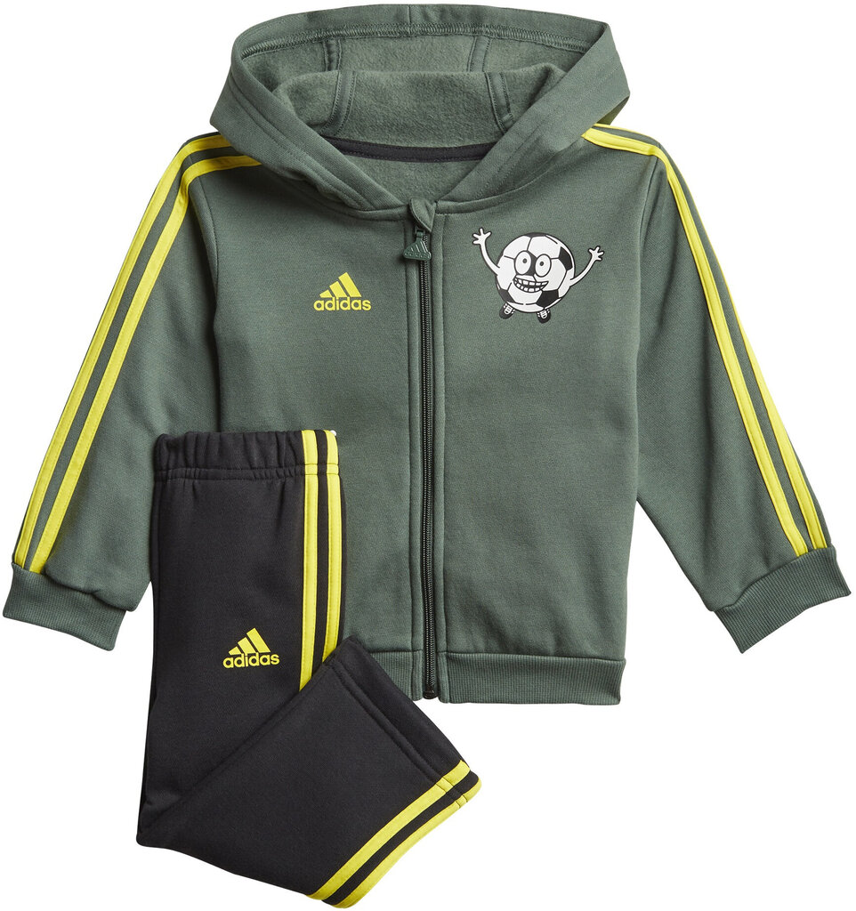 Adidas Sporta tērps bērniem I Lil 3s Jog Fl Black Green cena un informācija | Bikses zēniem | 220.lv