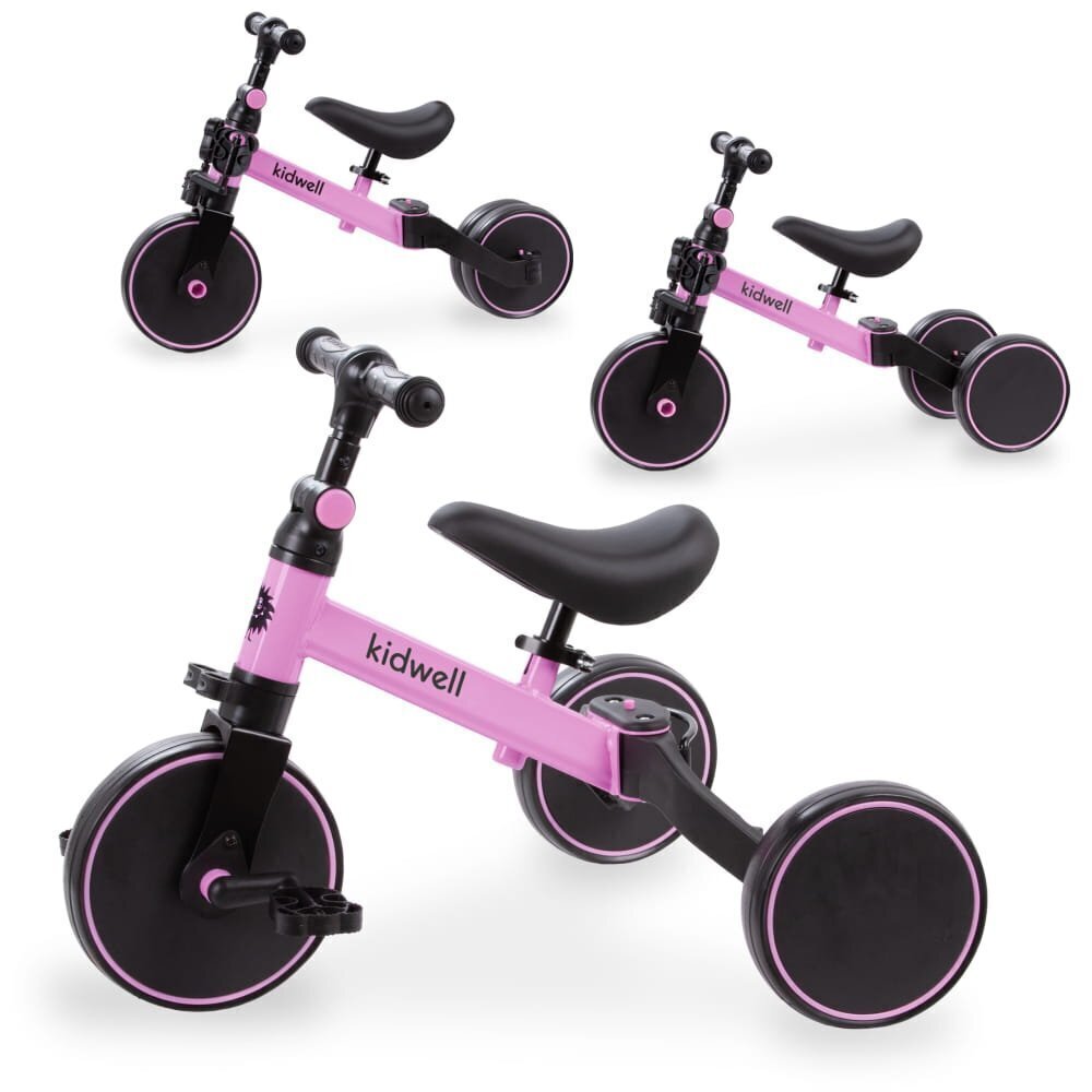 Trīsriteņu velosipēds Kidwell Pico 3in1, rozā/melns цена и информация | Balansa velosipēdi | 220.lv