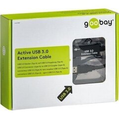 Aktīvais USB 3.0 pagarinātājs Goobay 95727 5m., Melns cena un informācija | Kabeļi un vadi | 220.lv