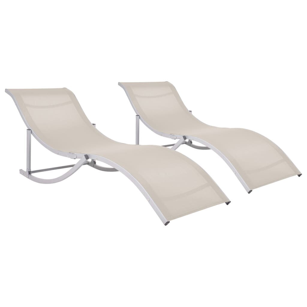 VidaXL saliekami sauļošanās krēsli, 2 gab., krēmkrāsas tekstilēns cena un informācija | Sauļošanās krēsli | 220.lv