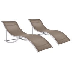 VidaXL saliekami sauļošanās krēsli, 2 gab., pelēkbrūns tekstilēns цена и информация | Шезлонги | 220.lv