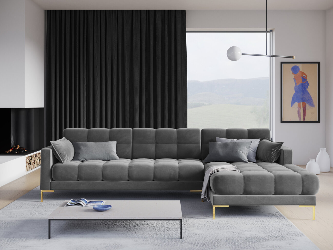 Stūra dīvāns Micadoni Home Mamaia 5S-V, pelēks cena un informācija | Stūra dīvāni | 220.lv