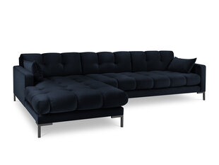 Stūra dīvāns Micadoni Home Mamaia 5S-V, tumši zils/melns cena un informācija | Stūra dīvāni | 220.lv