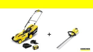 Karcher zāles pļāvēja un dzīvžoga šķēru komplekts LMO 18-36 Battery Set + HGE 18-45 Battery cena un informācija | Zāles pļāvēji | 220.lv