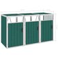 vidaXL trīsdaļīga nojume atkritumu konteineriem, zaļa, 213x81x121 cm цена и информация | Komposta kastes un āra konteineri | 220.lv