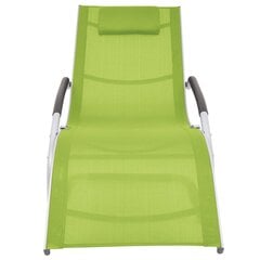 VidaXL sauļošanās zvilnis ar spilvenu, alumīnijs un zaļš tekstilēns cena un informācija | Sauļošanās krēsli | 220.lv