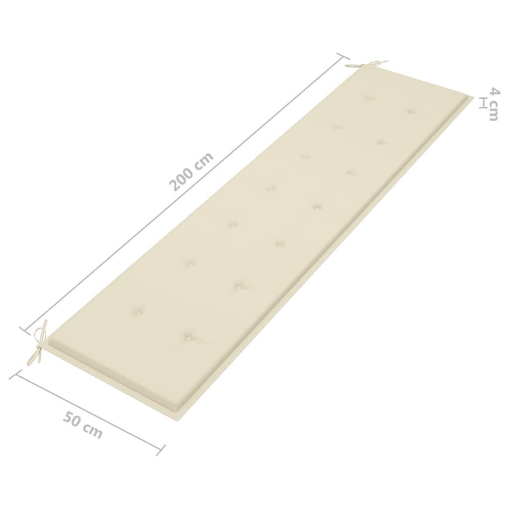 VidaXL dārza sola matracis, krēmkrāsas, 200x50x3 cm cena un informācija | Krēslu paliktņi | 220.lv