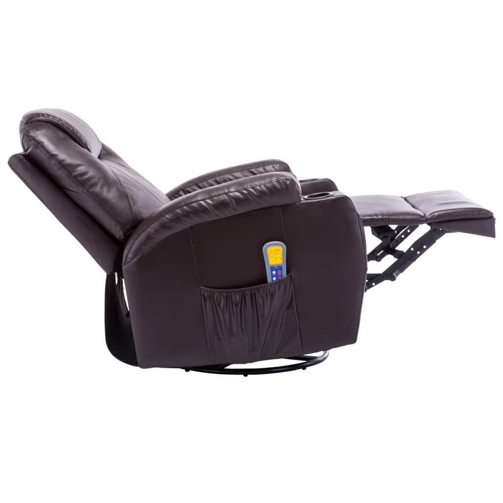 Masāžas šūpuļkrēsls - vidaXL, brūna mākslīgā āda cena un informācija | Atpūtas krēsli | 220.lv