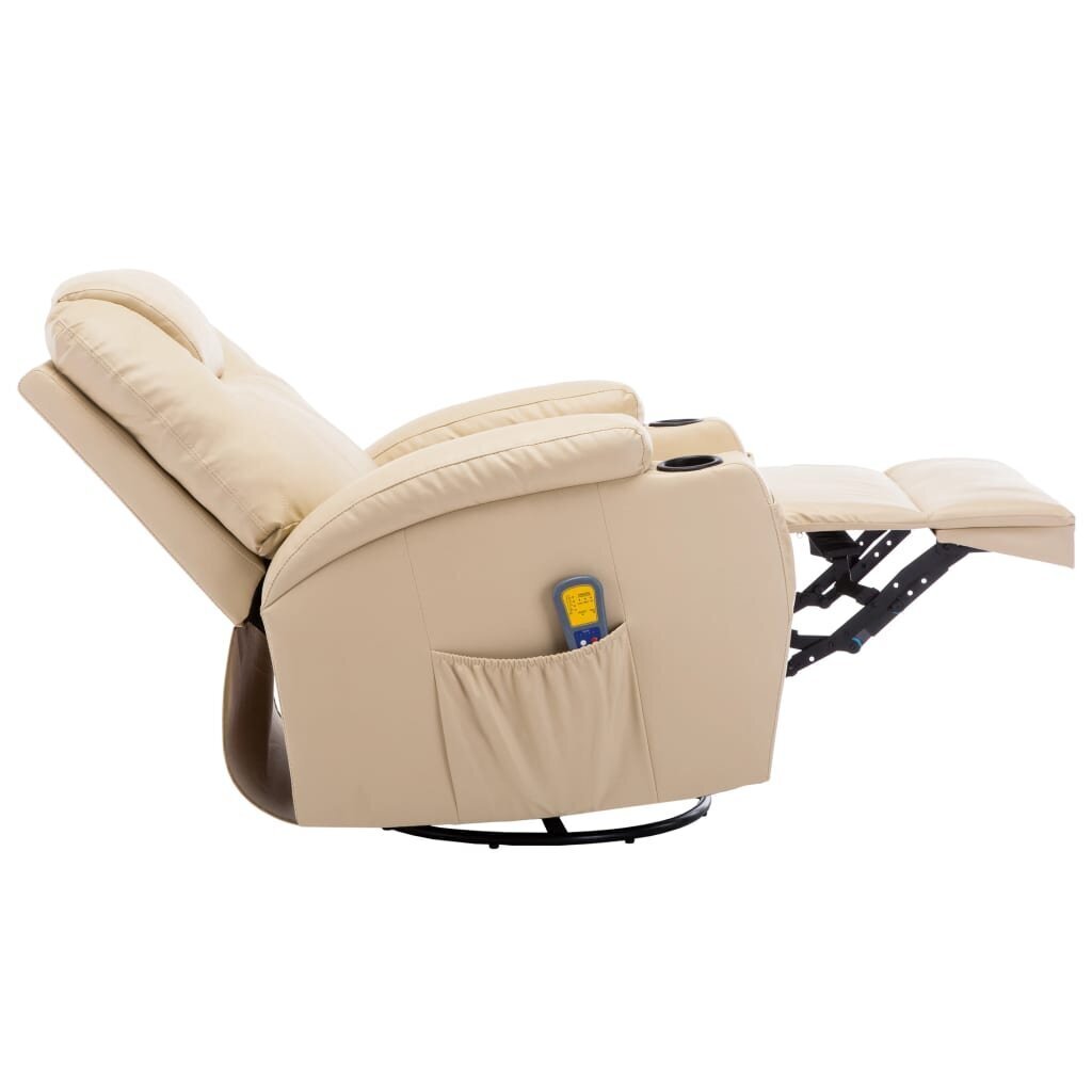Masāžas šūpuļkrēsls - vidaXL, krēmkrāsas mākslīgā āda cena un informācija | Atpūtas krēsli | 220.lv