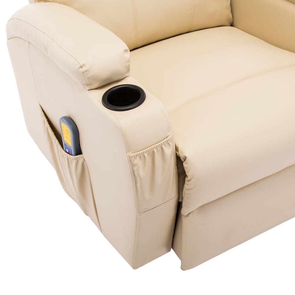 Masāžas šūpuļkrēsls - vidaXL, krēmkrāsas mākslīgā āda cena un informācija | Atpūtas krēsli | 220.lv