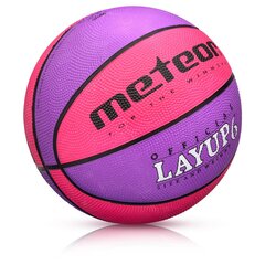 Баскетбольный мяч Meteor Layup, размер 6, розовый/фиолетовый цена и информация | Баскетбольные мячи | 220.lv