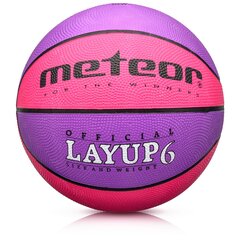 Баскетбольный мяч Meteor Layup, размер 6, розовый/фиолетовый цена и информация | Баскетбольные мячи | 220.lv