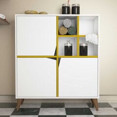 Kumode Kalune Design 845, 115 cm, balta/dzeltena cena un informācija | Kumodes | 220.lv