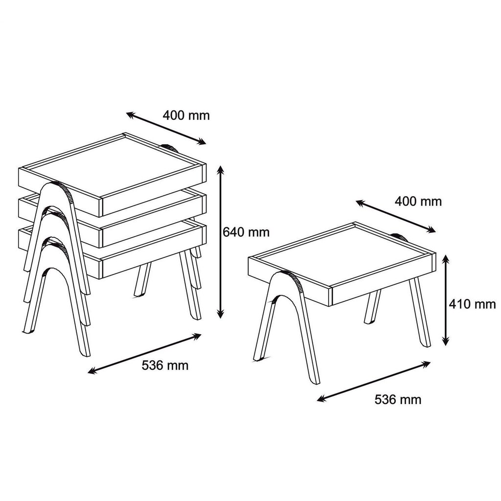 3-ju kafijas galdiņu komplekts Kalune Design 845(I), smilškrāsas/brūns cena un informācija | Žurnālgaldiņi | 220.lv