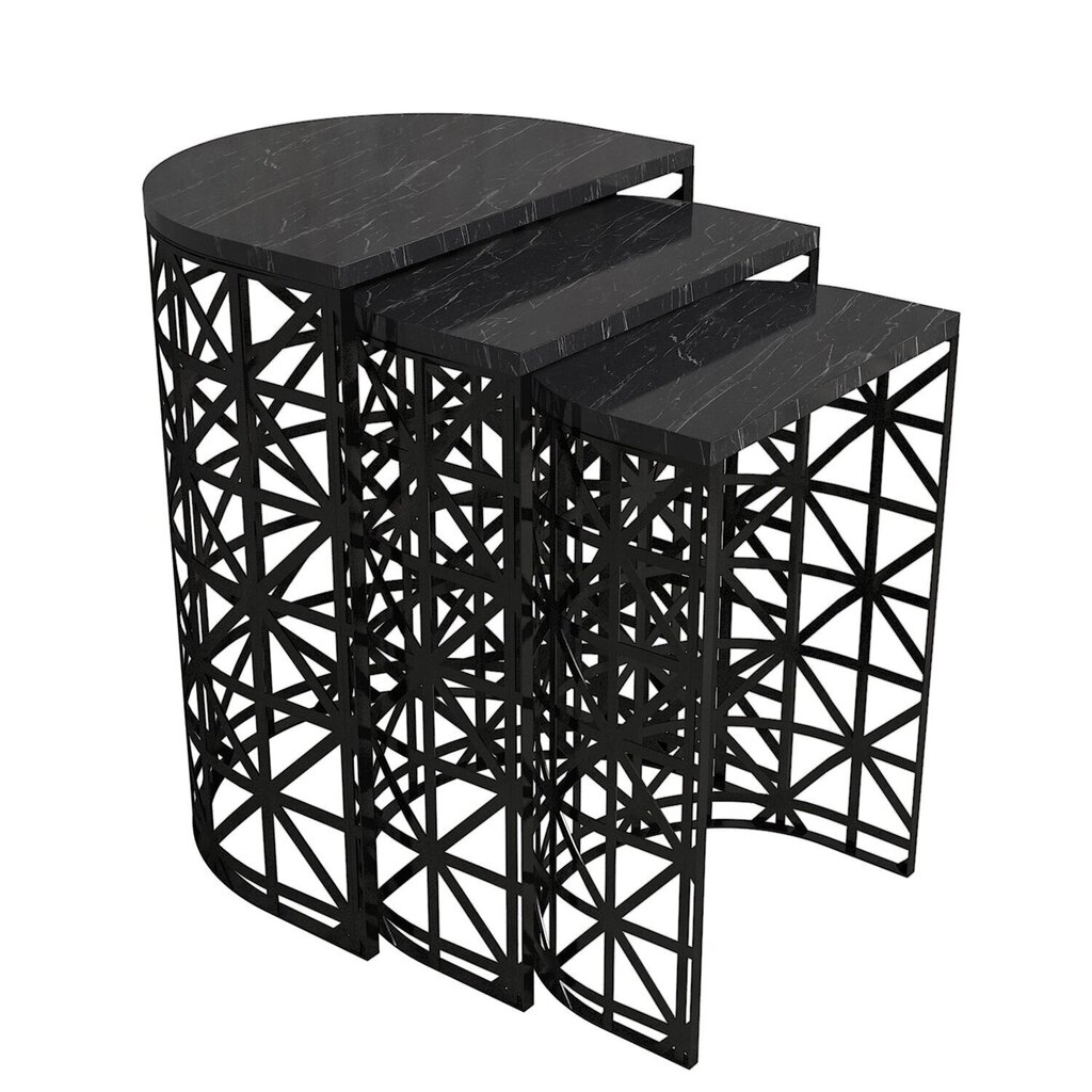 3-ju kafijas galdiņu komplekts Kalune Design 845(I), melns цена и информация | Žurnālgaldiņi | 220.lv