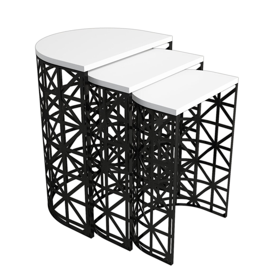 3-ju kafijas galdiņu komplekts Kalune Design 845(I), melns/balts cena un informācija | Žurnālgaldiņi | 220.lv