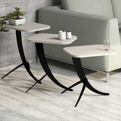 3-ju kafijas galdiņu komplekts Kalune Design 845, melns/smilškrāsas cena un informācija | Žurnālgaldiņi | 220.lv