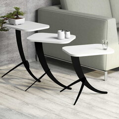 3-ju kafijas galdiņu komplekts Kalune Design 845, melns/balts cena un informācija | Žurnālgaldiņi | 220.lv