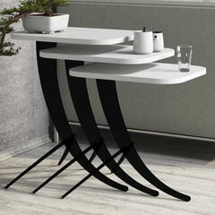 3-ju kafijas galdiņu komplekts Kalune Design 845, melns/balts cena un informācija | Žurnālgaldiņi | 220.lv