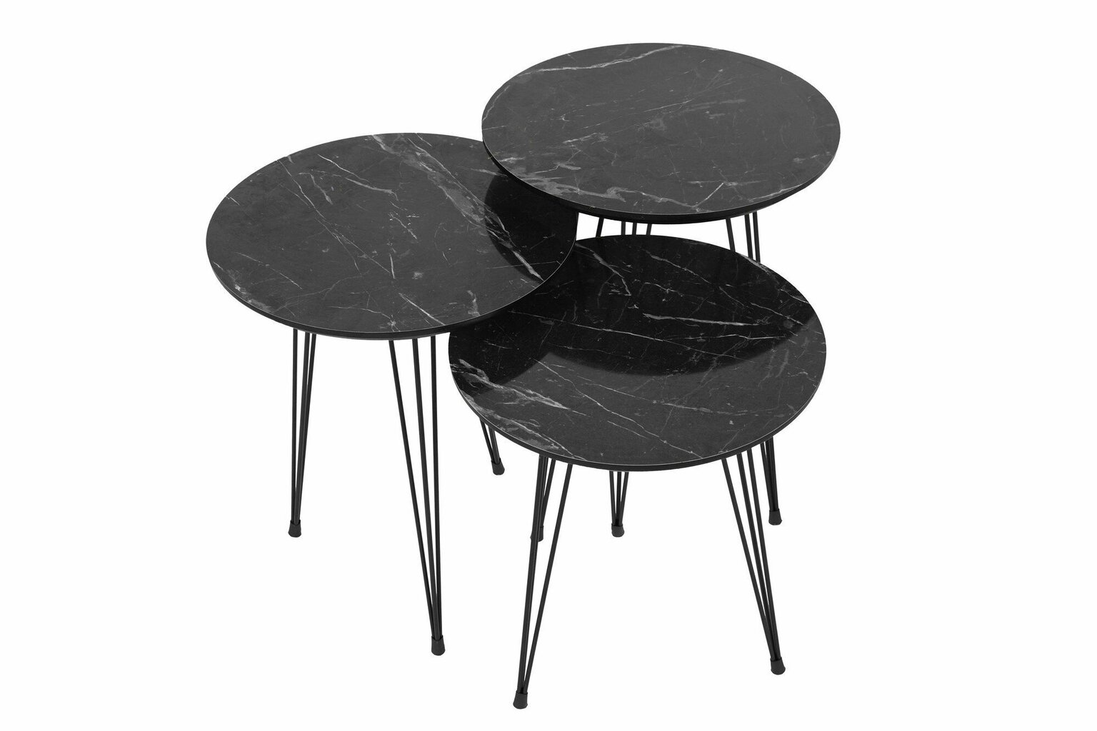 3-ju kafijas galdiņu komplekts Kalune Design 562, pelēks/melns cena un informācija | Žurnālgaldiņi | 220.lv