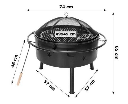 Ugunskura grils Gotel 65 cm cena un informācija | Grili | 220.lv