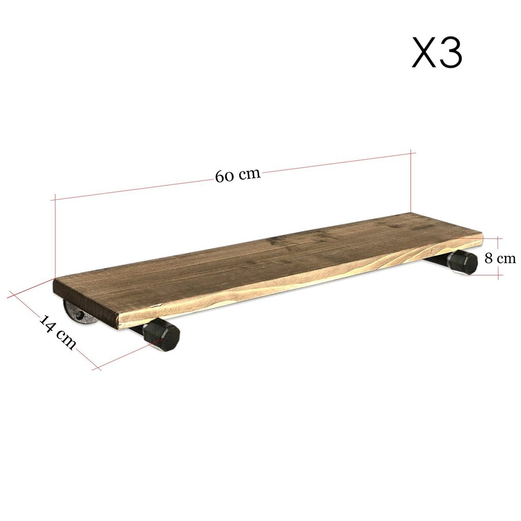 3-u plauktu komplekts Kalune Design, brūns/melns цена и информация | Plaukti | 220.lv