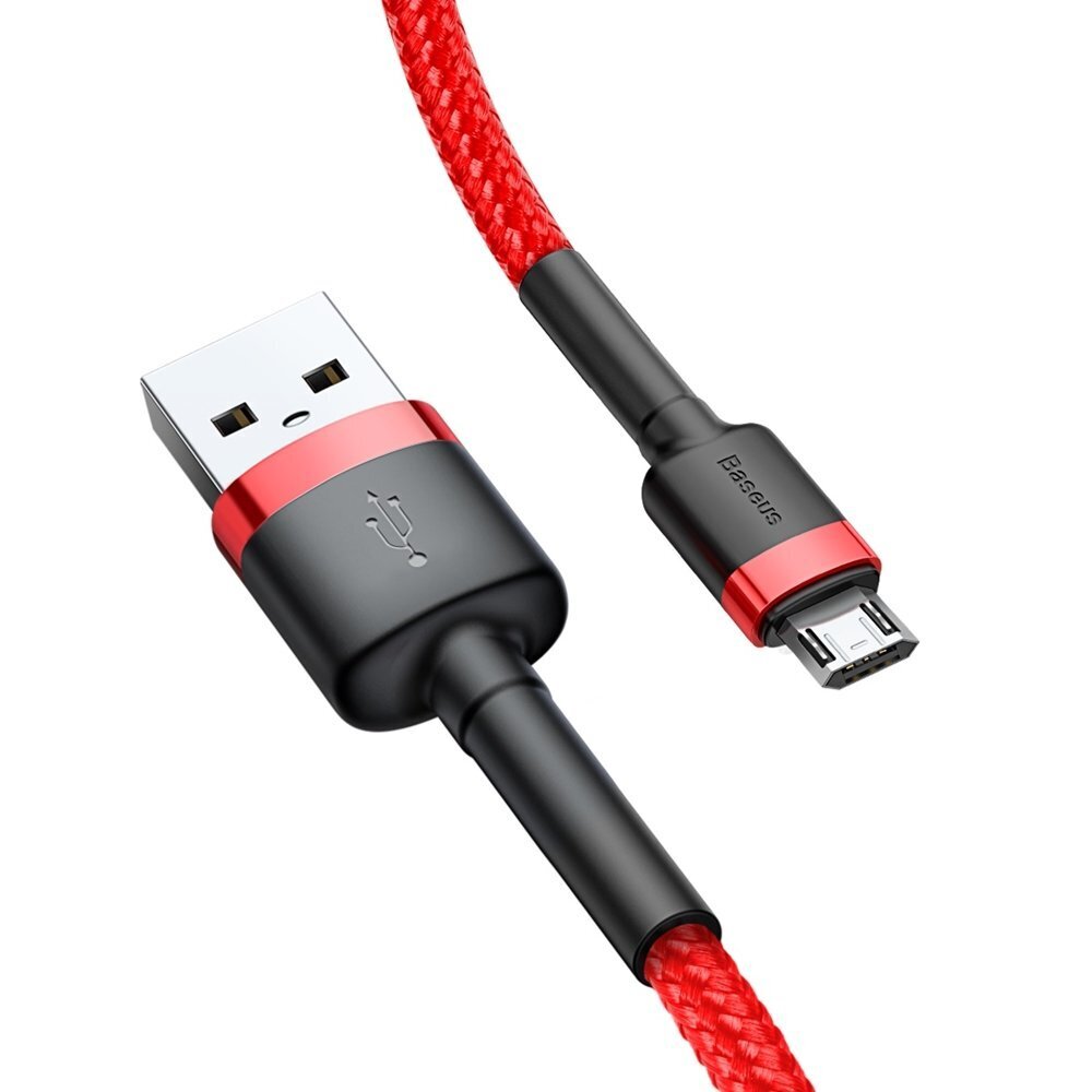 Baseus USB kabelis Durable Nylon Braided Wire Usb / Micro Usb Qc3.0 2.4A 1M sarkans CAMKLF-B09 cena un informācija | Savienotājkabeļi | 220.lv