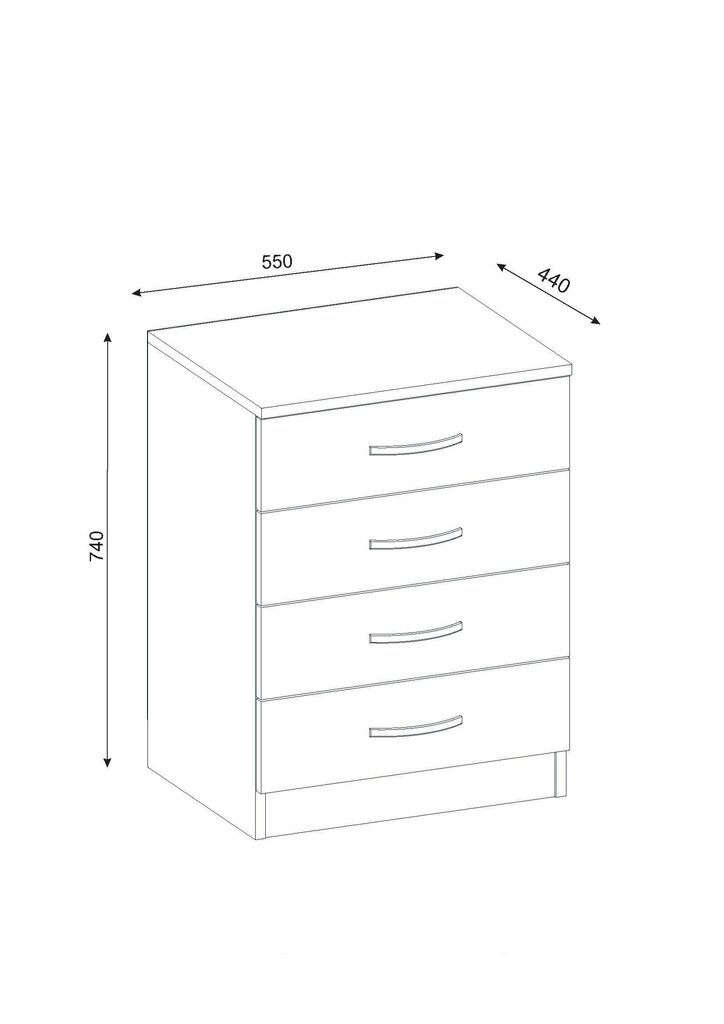 Kumode Kalune Design 731, 74 cm, balta cena un informācija | Kumodes | 220.lv