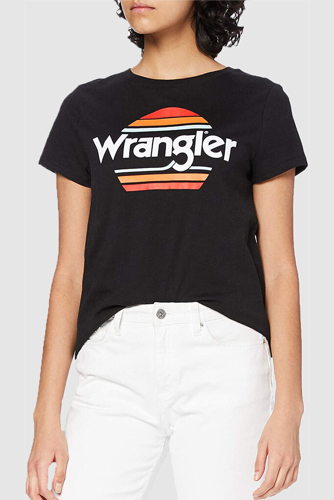 Sieviešu T-krekls Wrangler Rainbow Tee W7ZBD3100, melns cena un informācija | T-krekli sievietēm | 220.lv
