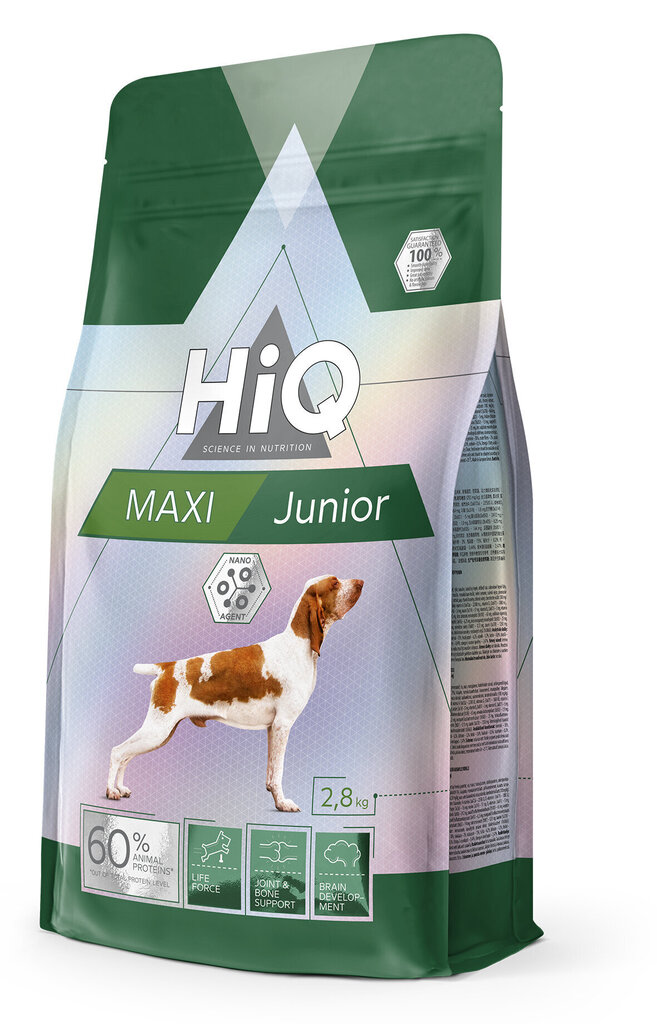 HiQ sausā barība jauniem lielu šķirņu suņiem Maxi Junior, 11 kg cena un informācija | Sausā barība suņiem | 220.lv