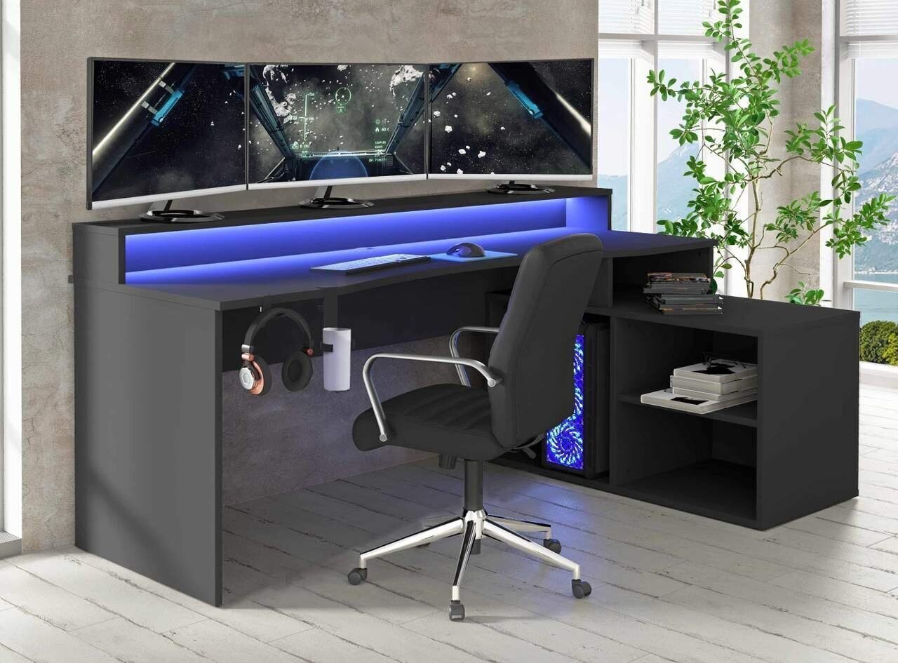 Datorspēļu galds Forte Tezaur TZRB214B3-Z113, melns cena un informācija | Datorgaldi, rakstāmgaldi, biroja galdi | 220.lv